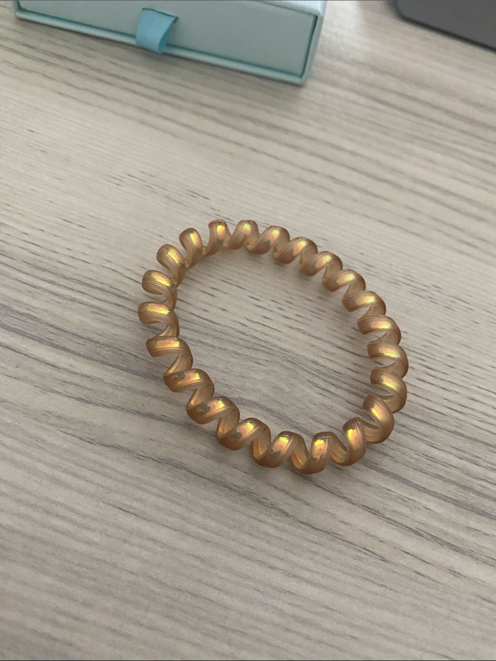 Gold Iridescent Coil Hair Tie Bracelet - Women Jewelry